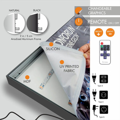 Custom LED Lightbox Wall Art: Dimmable Backlit Photo Frame, Artwork Display